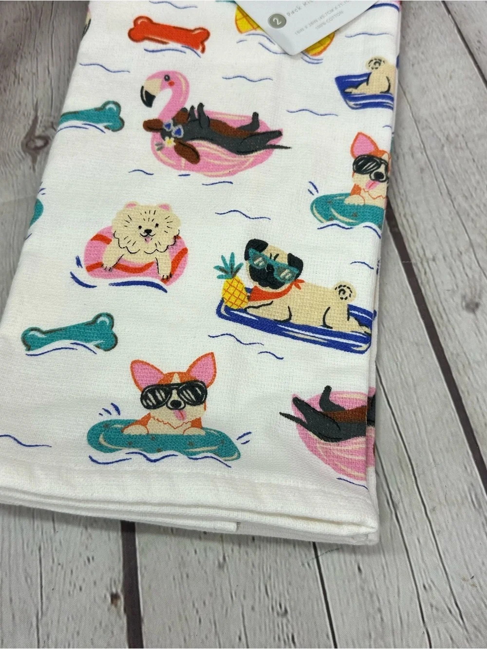 NWT sunny spoon co. 2pk cotton kitchen towels summer beach coastal colorful